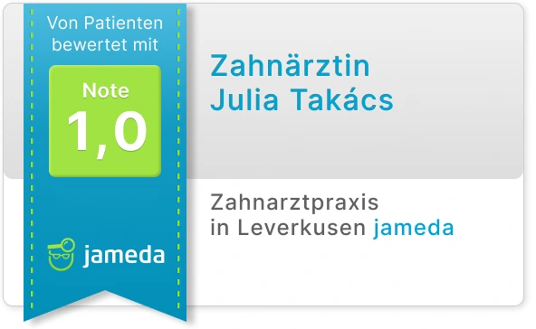 Jameda Bewertung - Zahnärztin Julia Takács mit Note 1,0